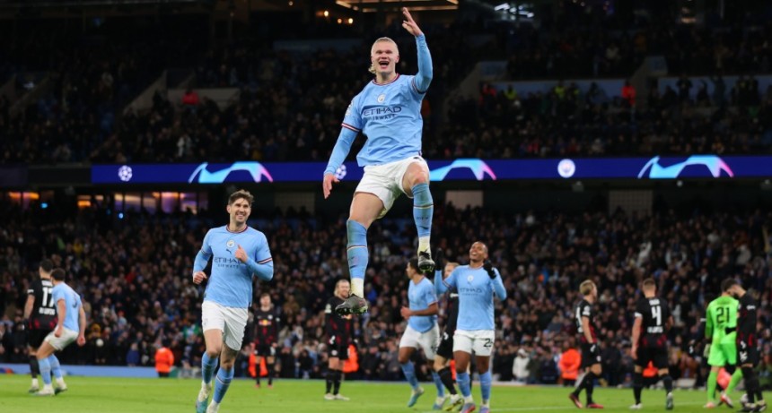 Con 5 goles de Haaland, el Manchester City aplastó 7-0 al RB Leipzig y avanzó a los cuartos de final de la Champions