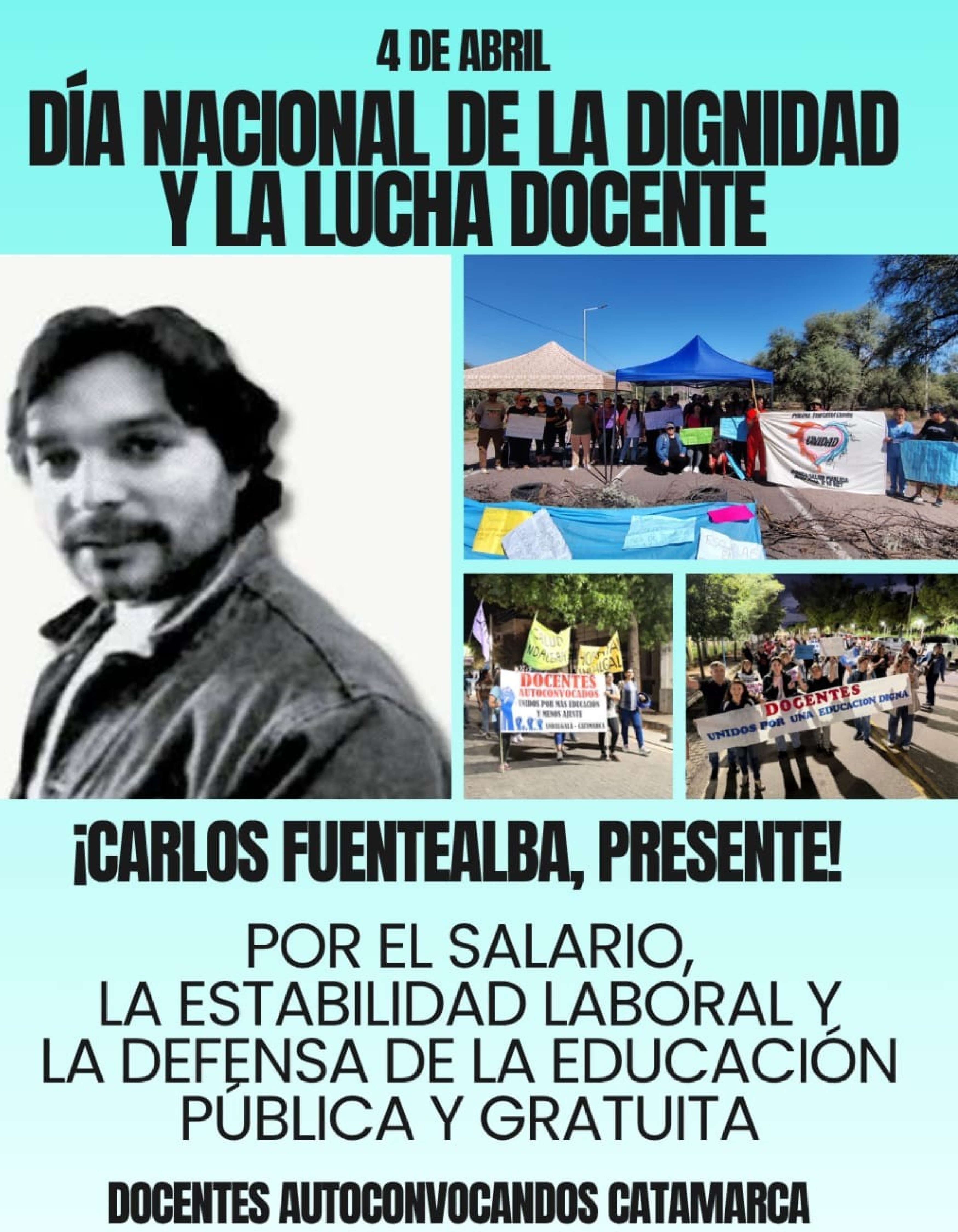 4 de abril: Docentes de Catamarca reivindican la lucha por salario digno y recuerdan a Carlos Fuentealba
