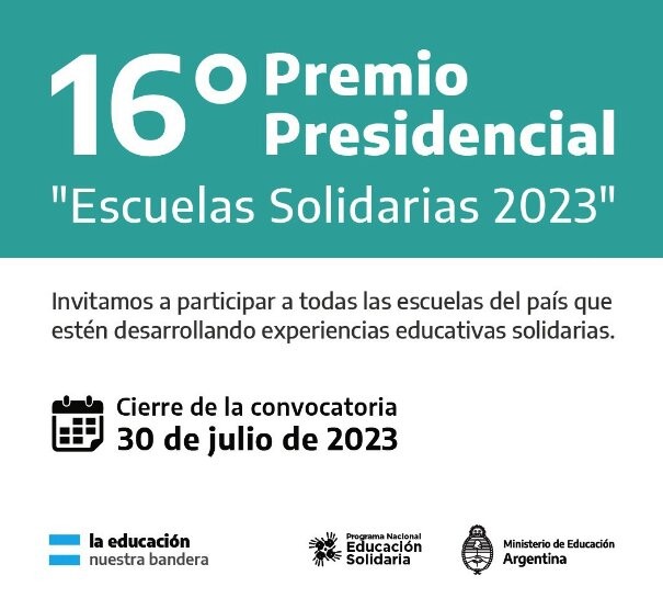 Premio Presidencial “Escuelas Solidarias” 2023: abren la inscripción para participar