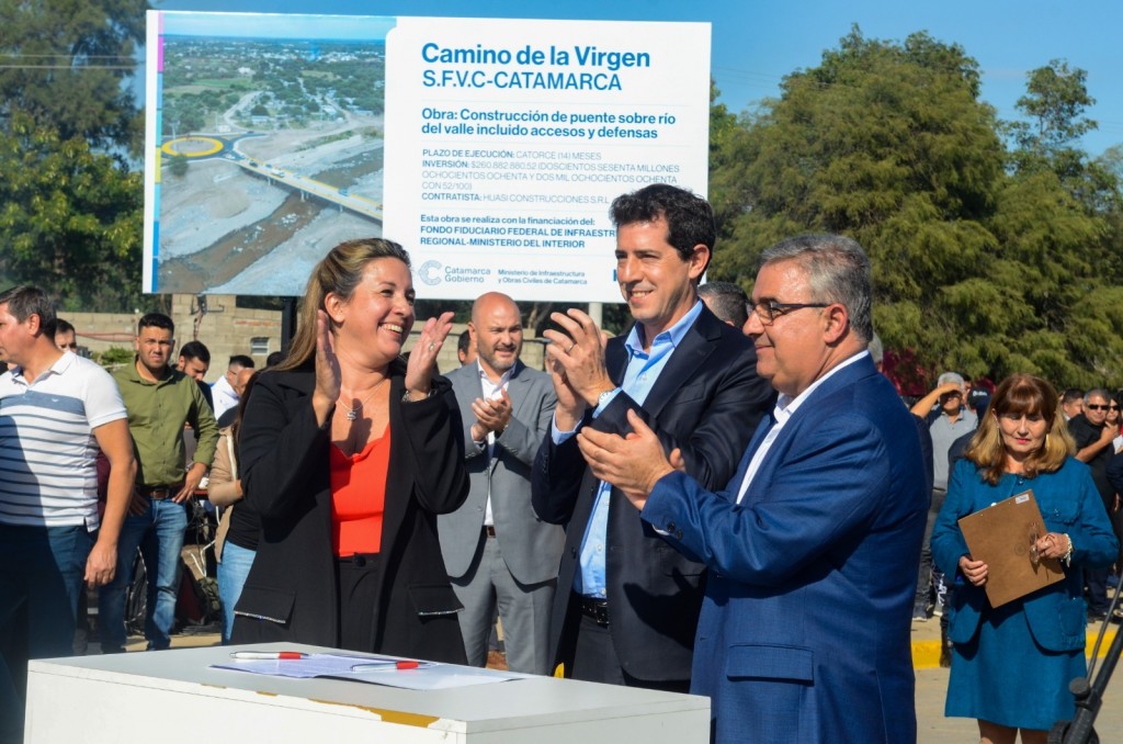 Raúl y Wado inauguraron el Puente en el Camino de la Virgen y firmaron convenios para ciclovías en rutas provinciales 