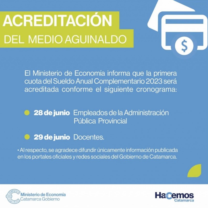 Esta semana se paga el medio aguinaldo para la Administración Pública