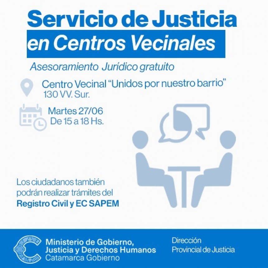 Asesoramiento jurídico gratuito en el barrio 130 VV Sur