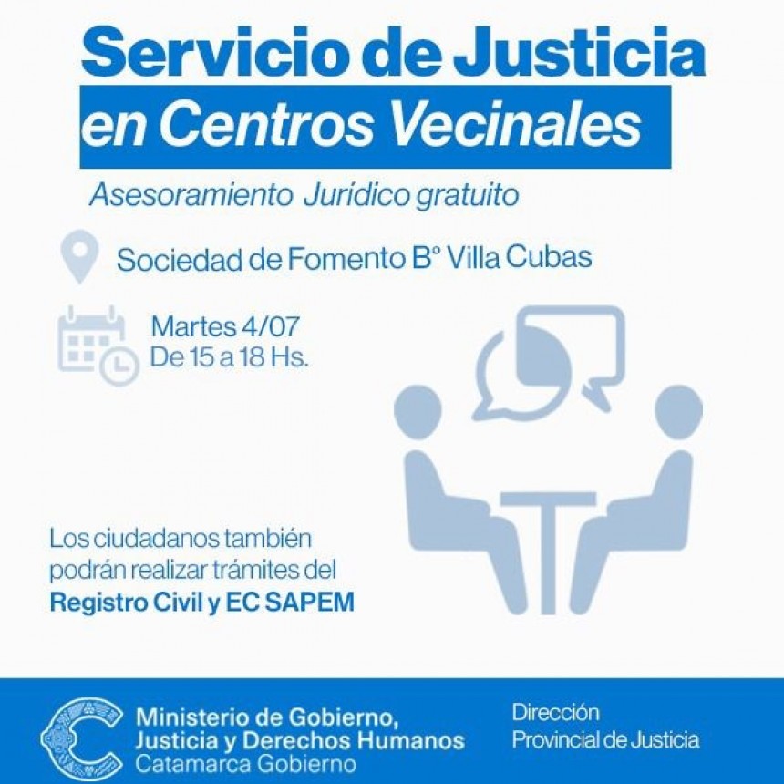 Asesoramiento Jurídico gratuito en el Barrio Villa Cubas