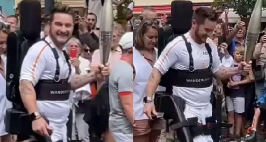 París 2024: el atleta parapléjico que llevó la antorcha olímpica utilizando un exoesqueleto robótico