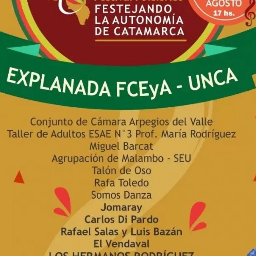Show folclórico “Festejando la Autonomía de Catamarca”: doónde y cuándo