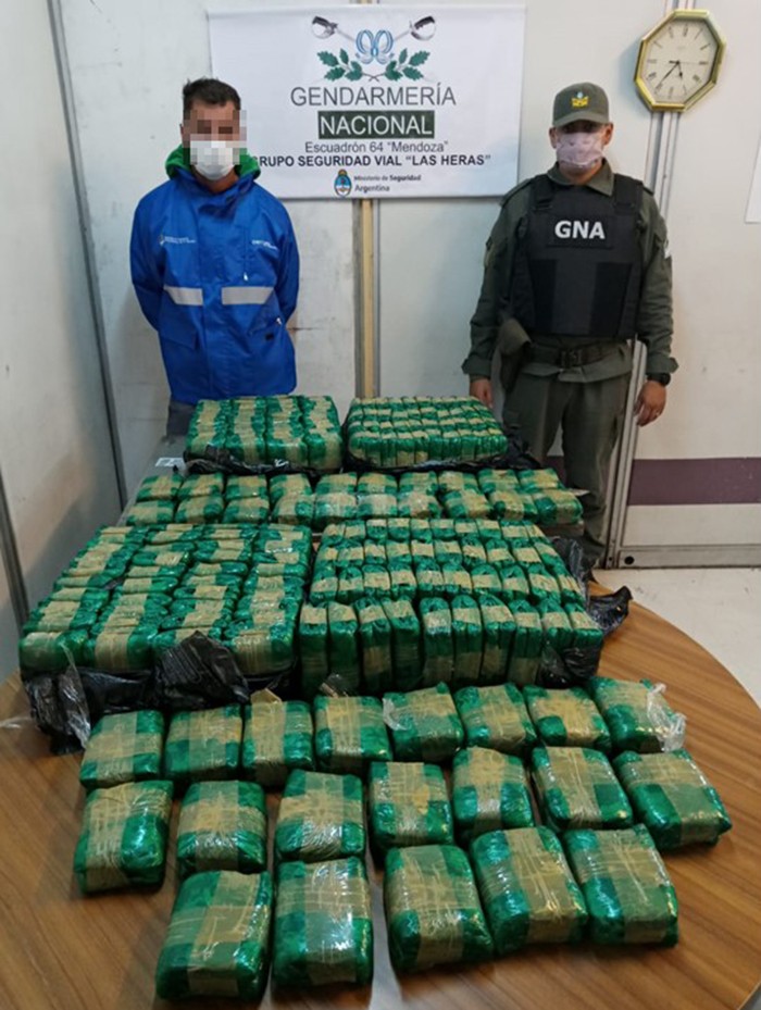 Gendarmería secuestró neumáticos y 40 kilos de hojas de coca