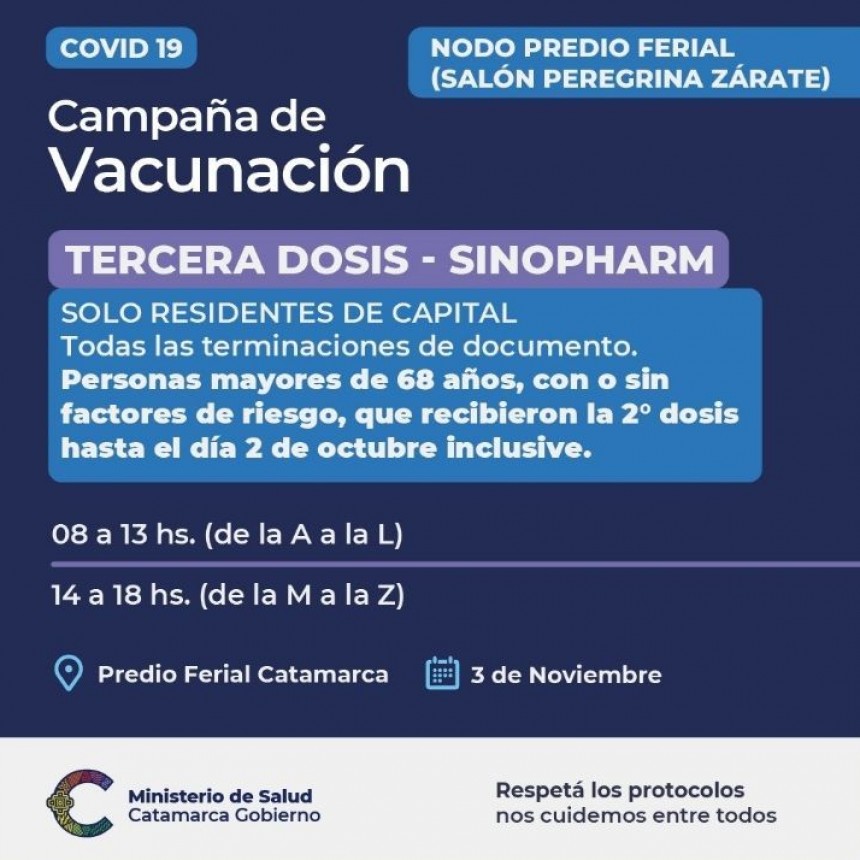 CRONOGRAMA DE TERCERAS DOSIS