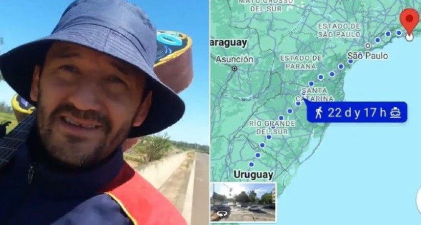 Un hincha de Boca va caminando a Río de Janeiro para ver la final de la Libertadores
