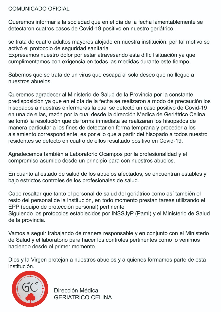 UN GERIÁTRICO DE VALLE VIEJO REGISTRÓ CASOS DE CORONAVIRUS