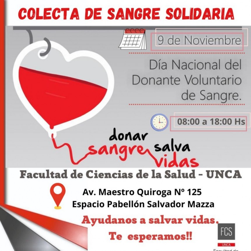 Colecta de Sangre en la Facultad Ciencias de la Salud