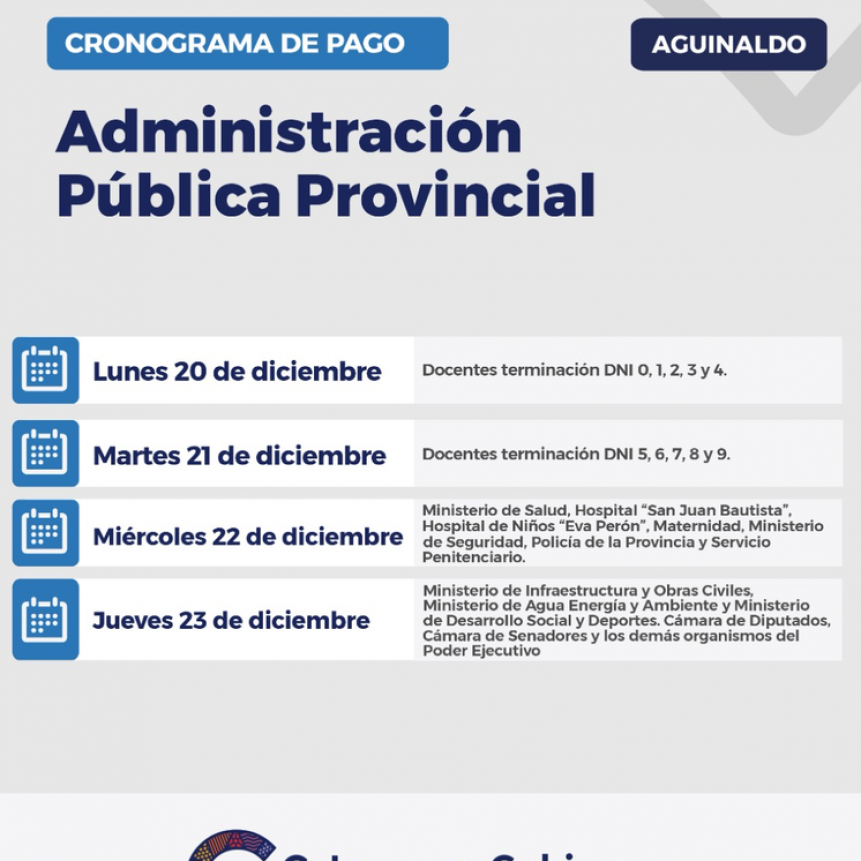 AGUINALDO: CRONOGRAMA