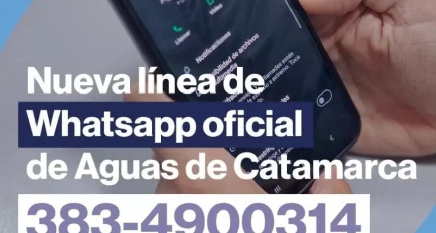 Nuevo Whatsapp para realizar consultas en Aguas de Catamarca